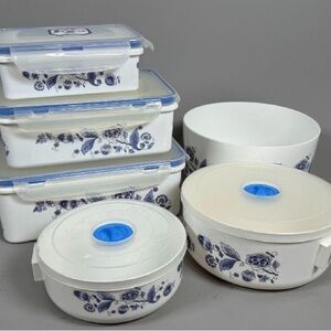 Vintage Floral Blue and White Kitchen Storage Set